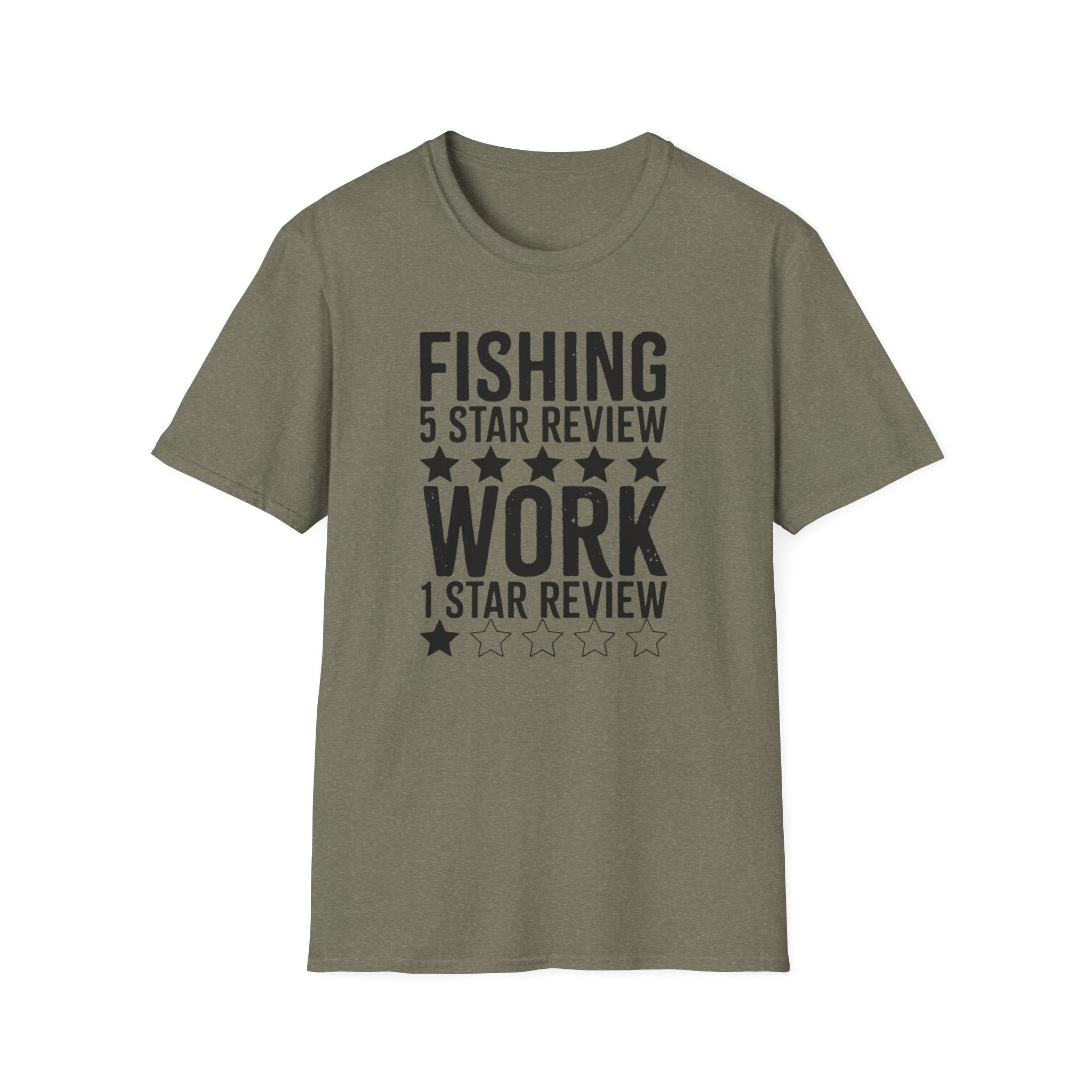 Fishing 5 Star Review Work 1 Star Review T-Shirt | Fishing Humor Shirt