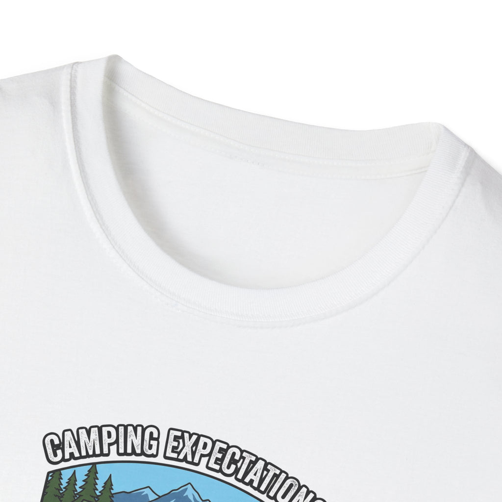 Camping Reality T-Shirt | Scenic Tent, Lake, Mountains Outdoor Adventure