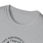 Campwood Trees Tent Graphic T-Shirt | Mountain Camping Logo, EST 1987