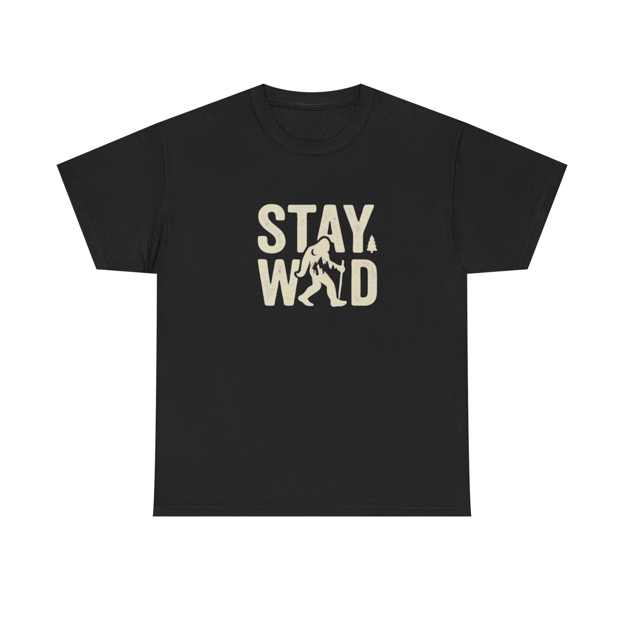 Stay Wild Bigfoot T-Shirt | Sasquatch Retro Typography Tee