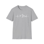 Mountain Heartbeat T-Shirt — Minimalist Mountain ECG Tee for Hikers & Outdoor Lovers