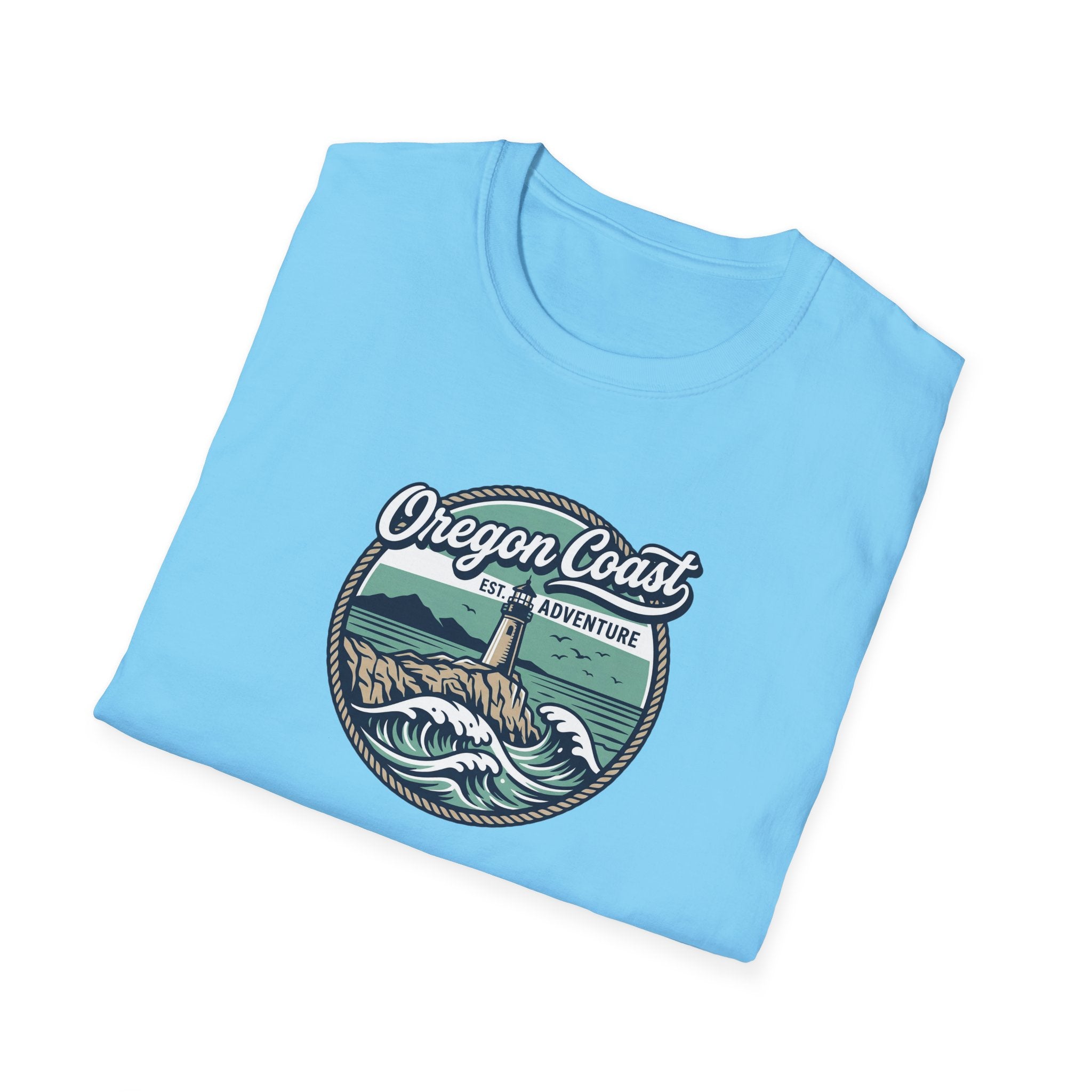 Oregon Coast Lighthouse Waves T-Shirt | Coastal Sunset Badge