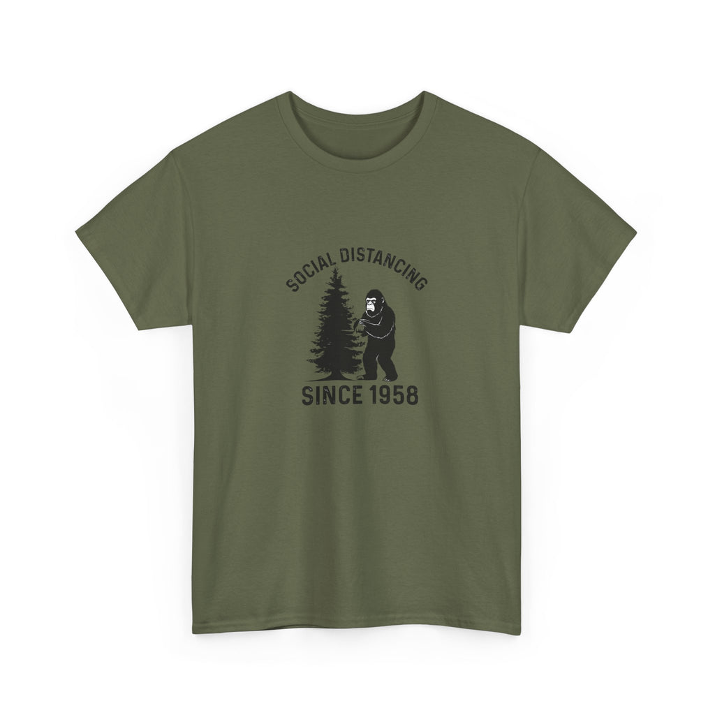 Bigfoot Social Distancing Since 1958 Tee | Sasquatch Forest Graphic Shirt
