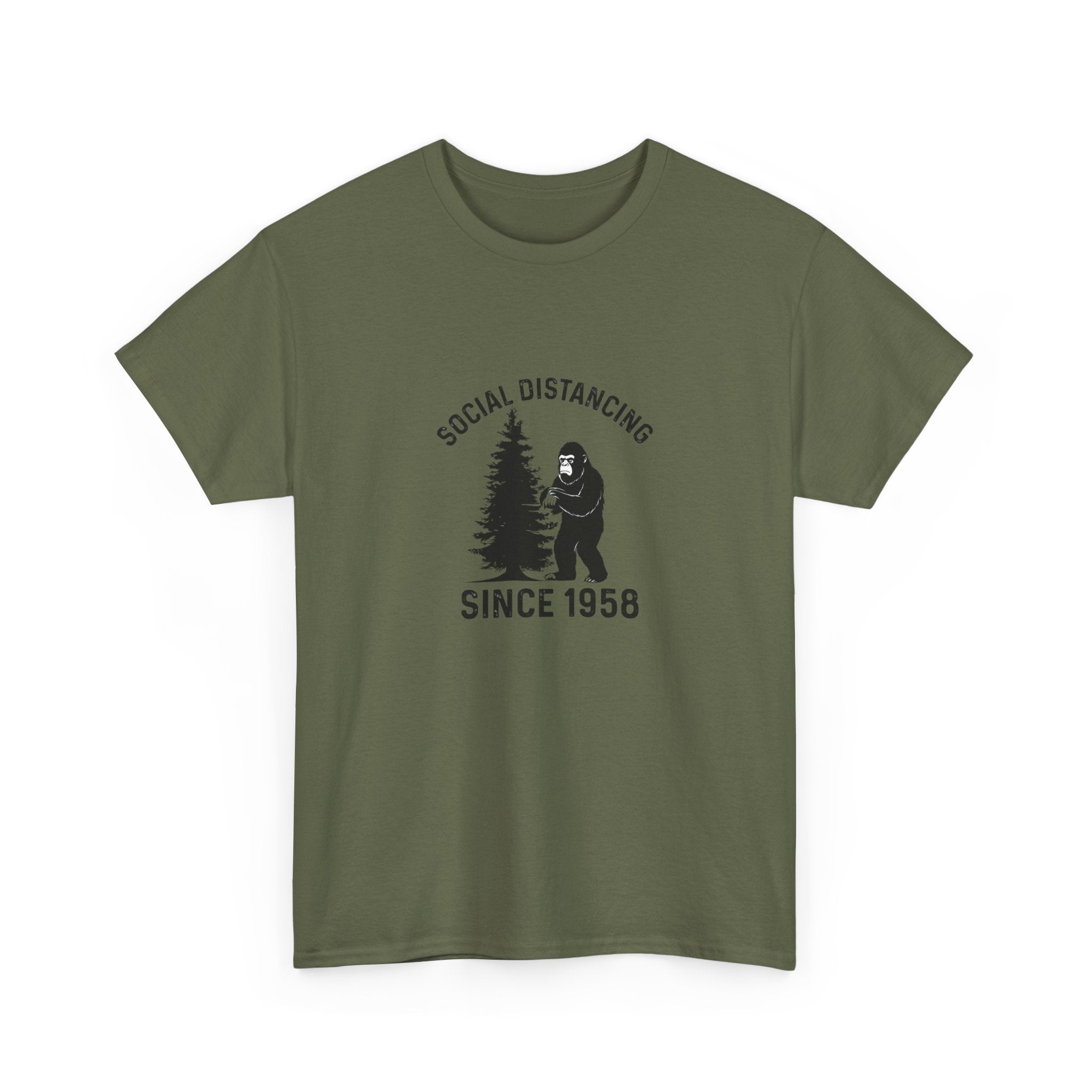 Bigfoot Social Distancing Since 1958 Tee | Sasquatch Forest Graphic Shirt