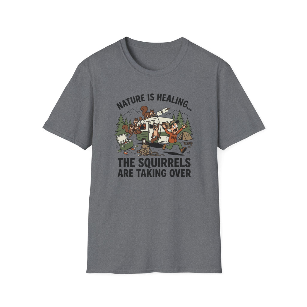 Nature Is Healing The Squirrels Are Taking Over T-Shirt | Squirrel Forest Illustration
