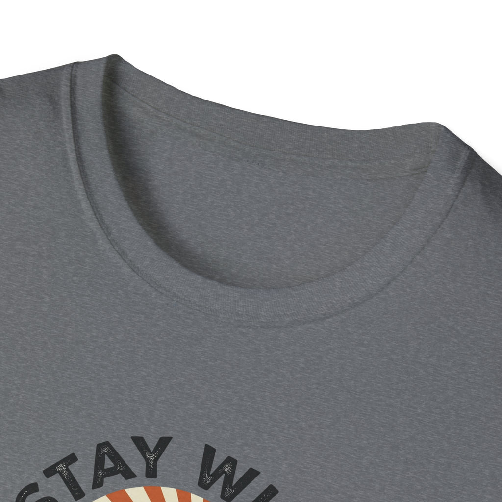 Stay Wild PNW T-Shirt | Mountain Sunset, Pine Trees, River Road