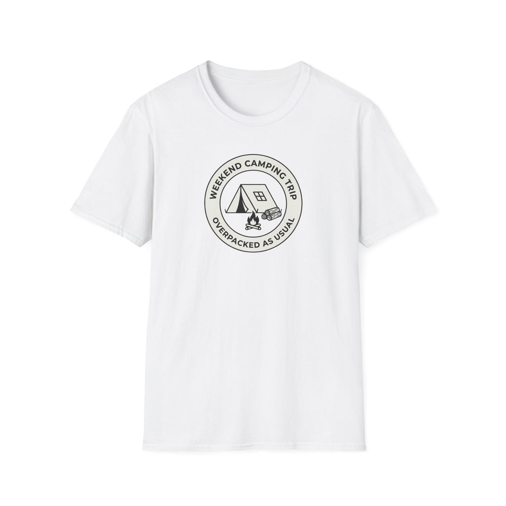 Weekend Camping Trip Overpacked As Usual T-Shirt | Camping Badge Tee