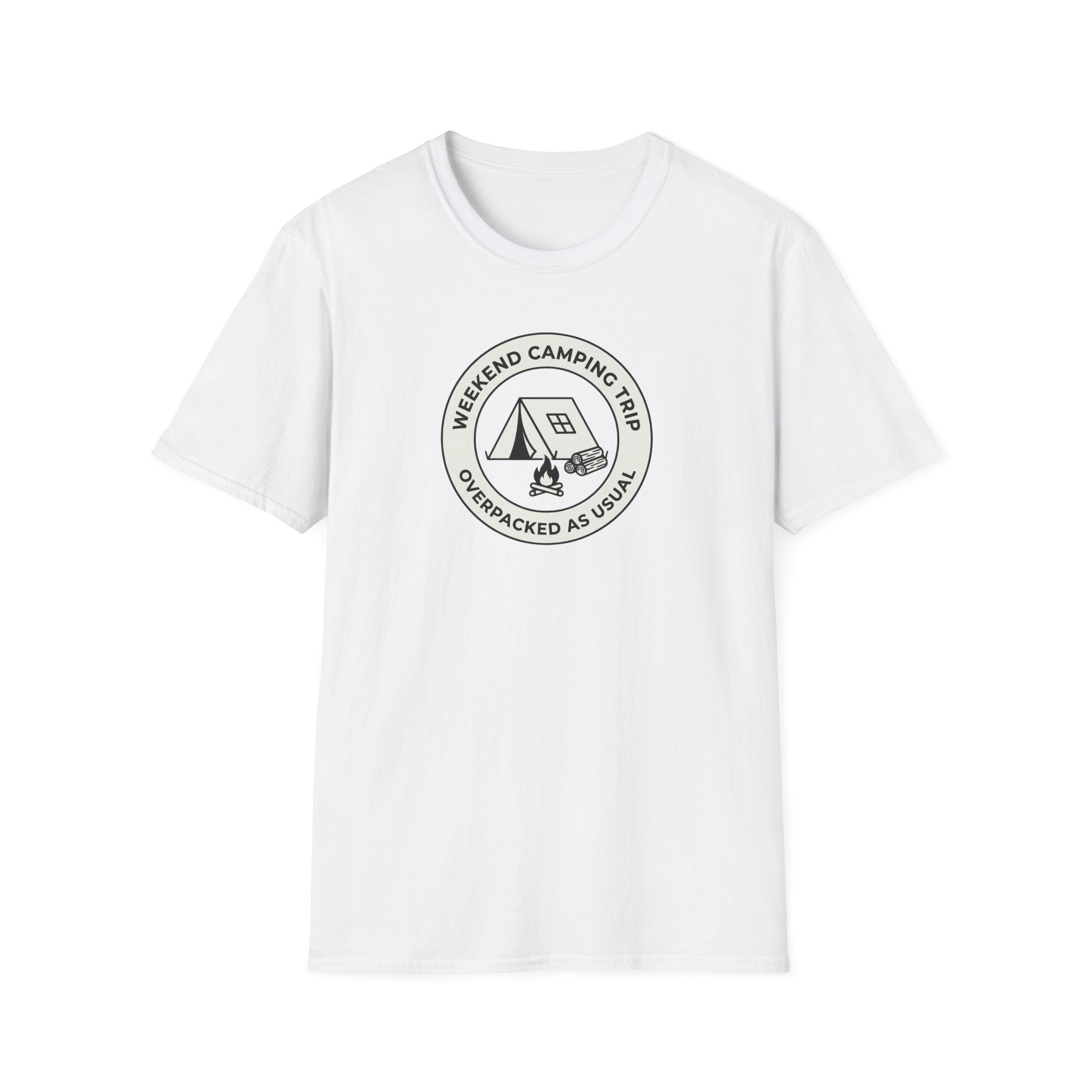 Weekend Camping Trip Overpacked As Usual T-Shirt | Camping Badge Tee