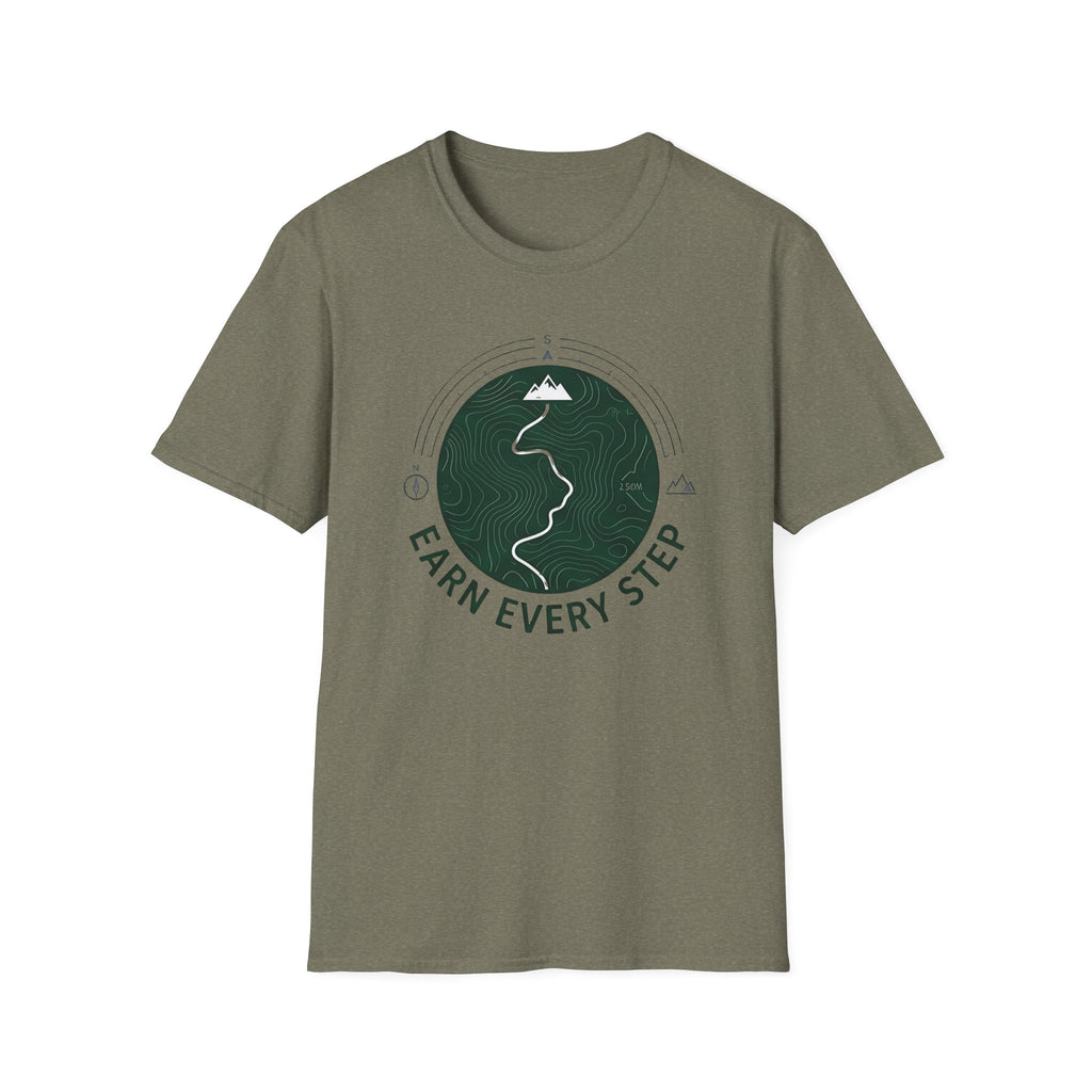 Earn Every Step T-Shirt | Hiking Mountain Trail Graphic