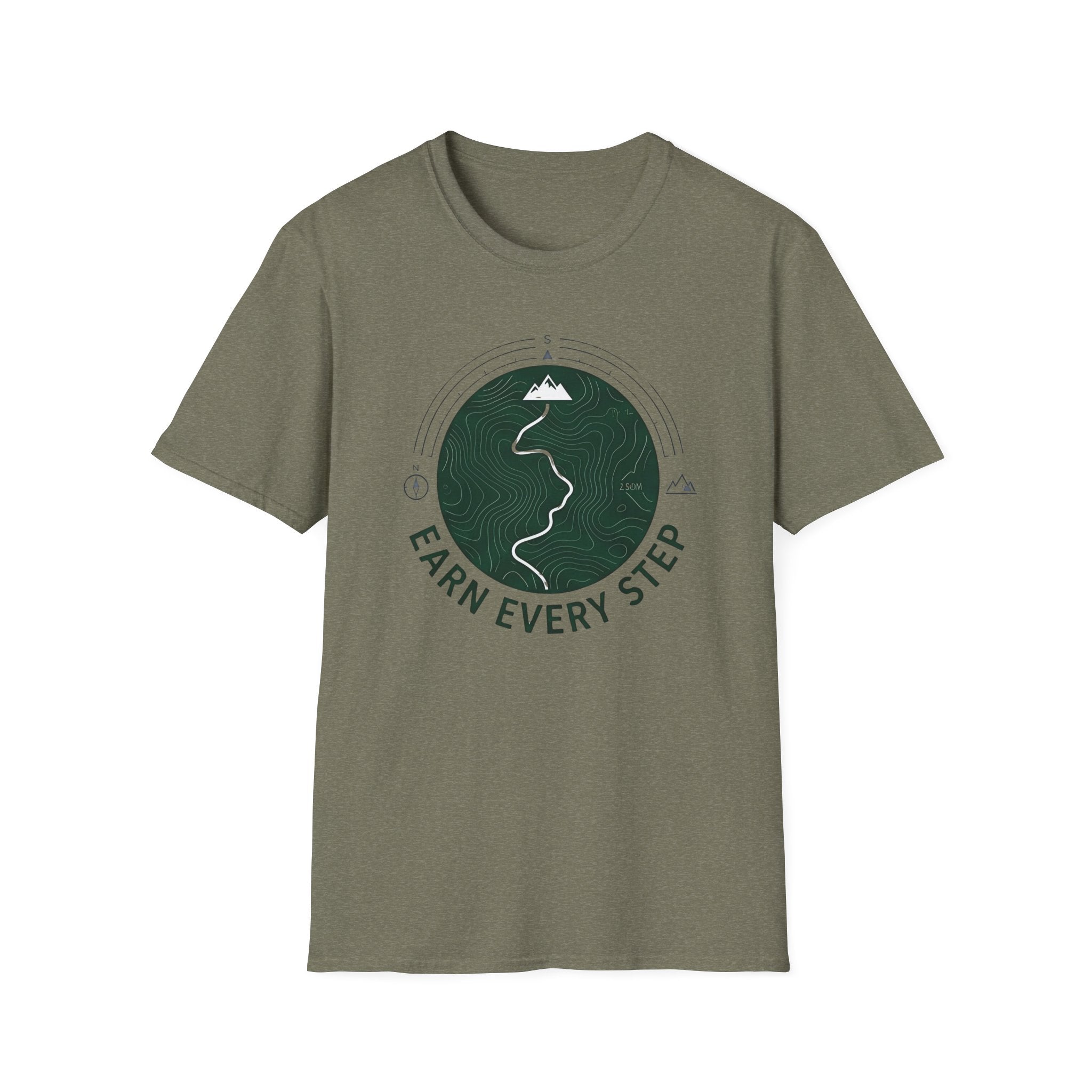 Earn Every Step T-Shirt | Hiking Mountain Trail Graphic
