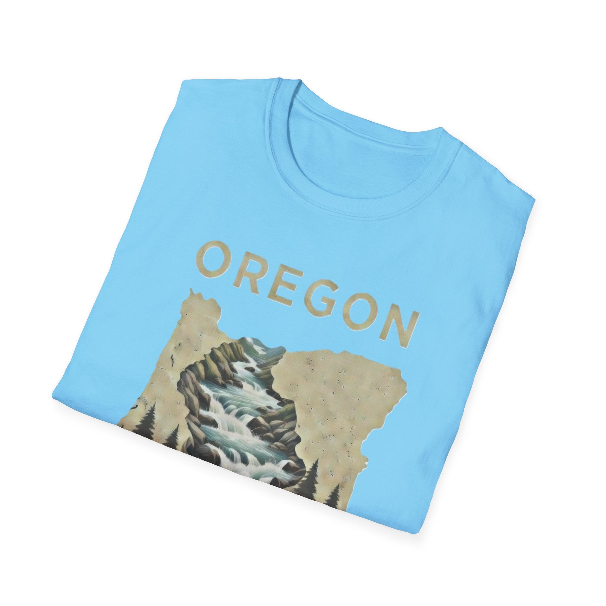 Oregon waterfall state map T-Shirt | River, Pines, Nature