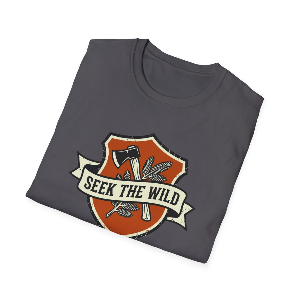 Seek The Wild emblem T-shirt | outdoor adventure badge design
