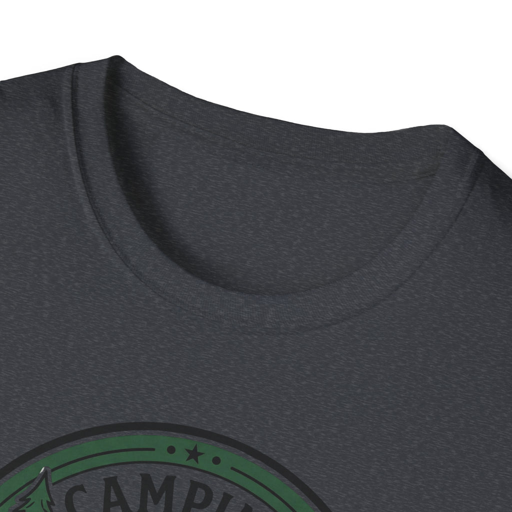 Camping Campfire Tent Graphic T-Shirt | Outdoor Adventure Cabin Design