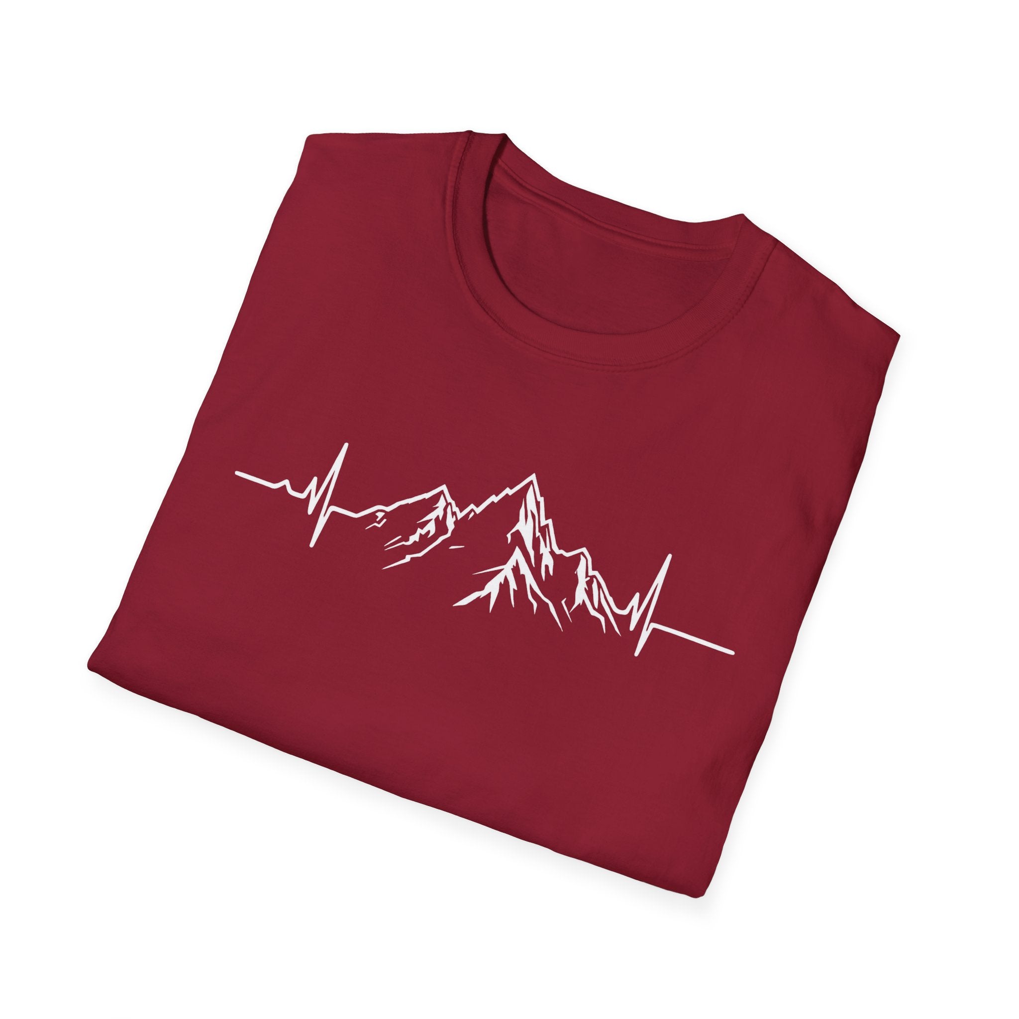Mountain Heartbeat T-Shirt — Minimalist Mountain ECG Tee for Hikers & Outdoor Lovers