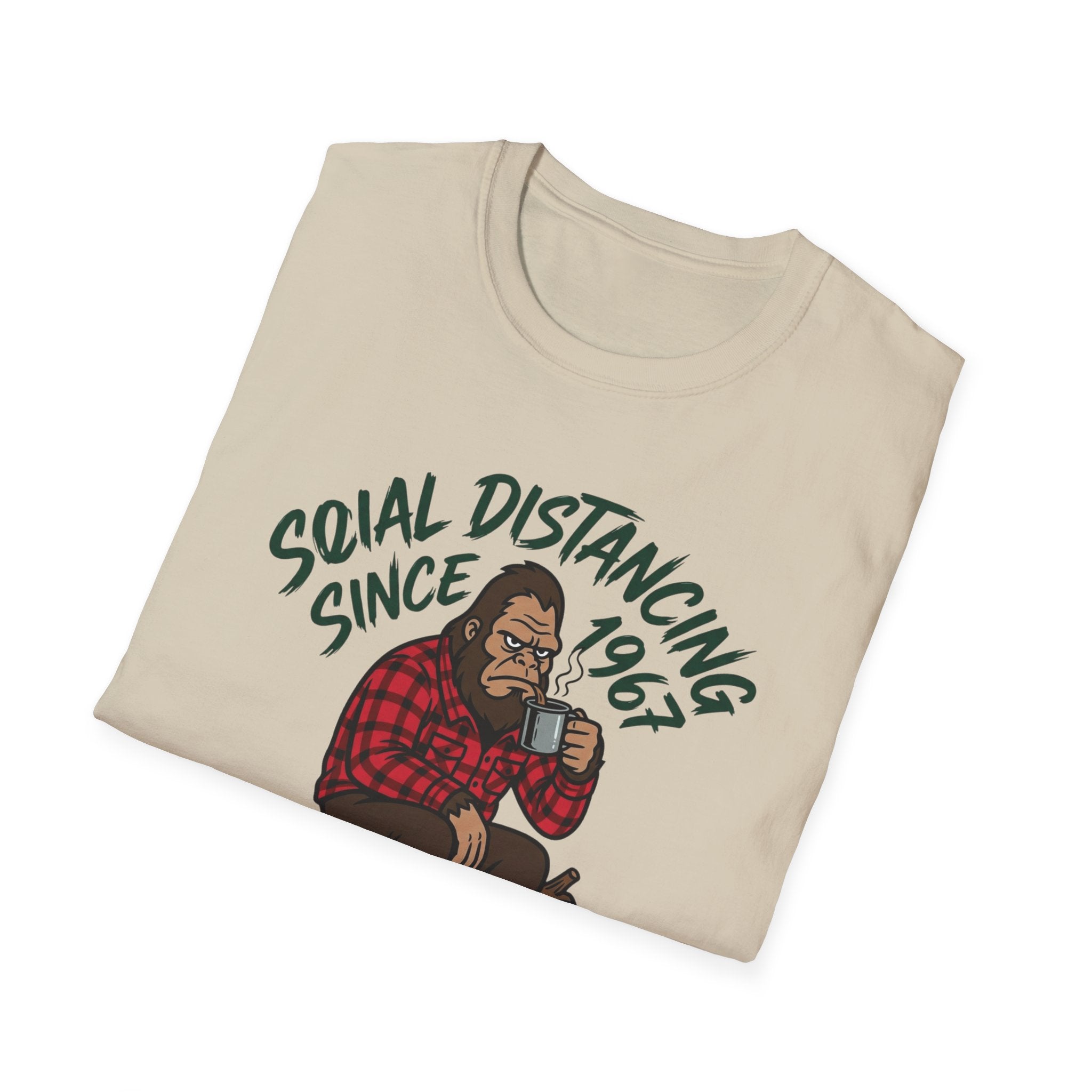 Bigfoot Social Distancing Since 1967 T-Shirt | Sasquatch Lumberjack Tee
