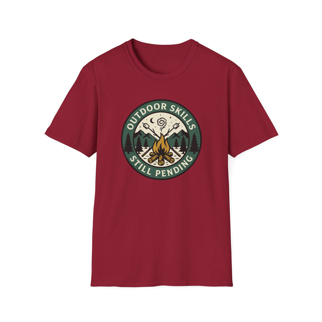 Outdoor Skills Still Pending T-Shirt | Camping Campfire Graphic Shirt