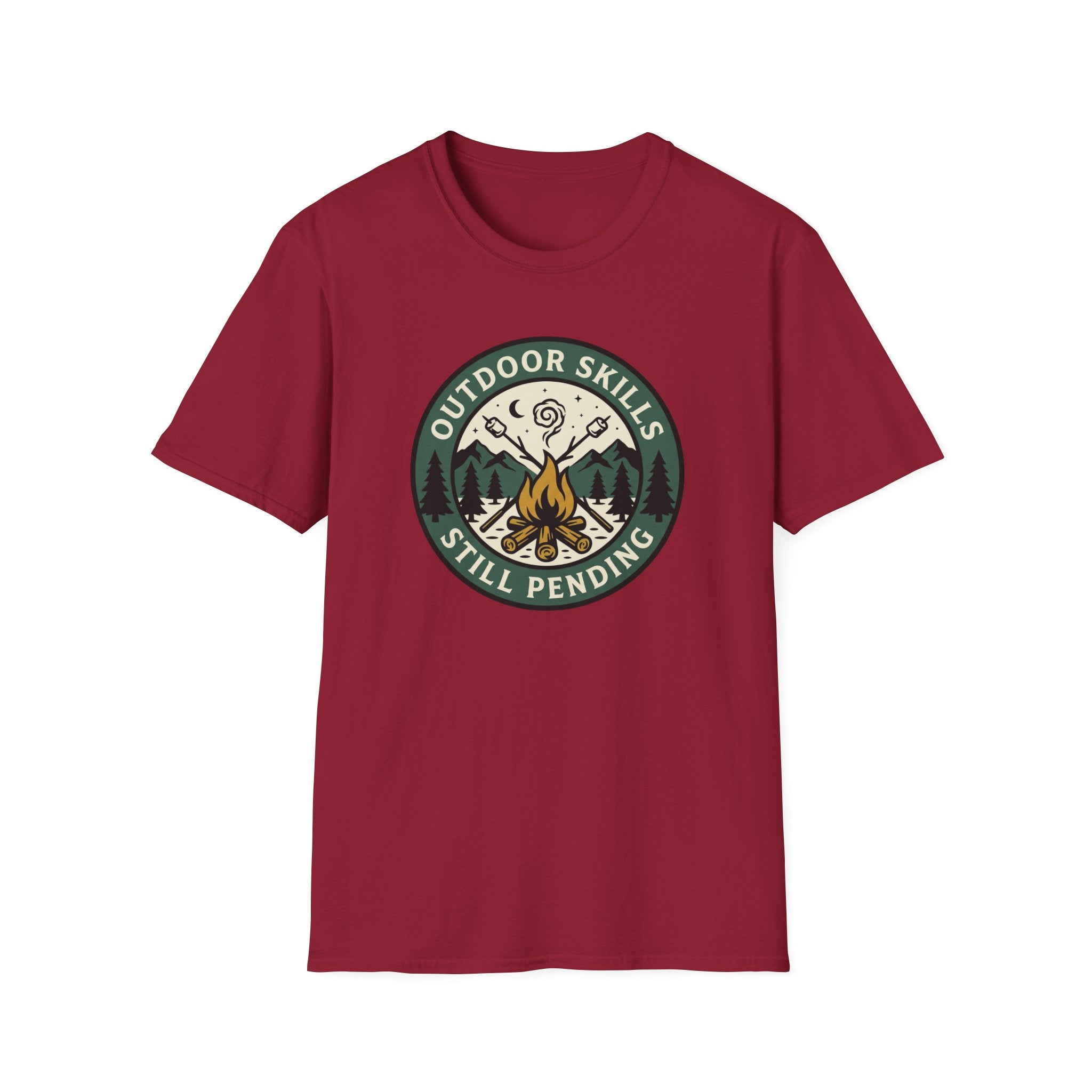 Outdoor Skills Still Pending T-Shirt | Camping Campfire Graphic Shirt