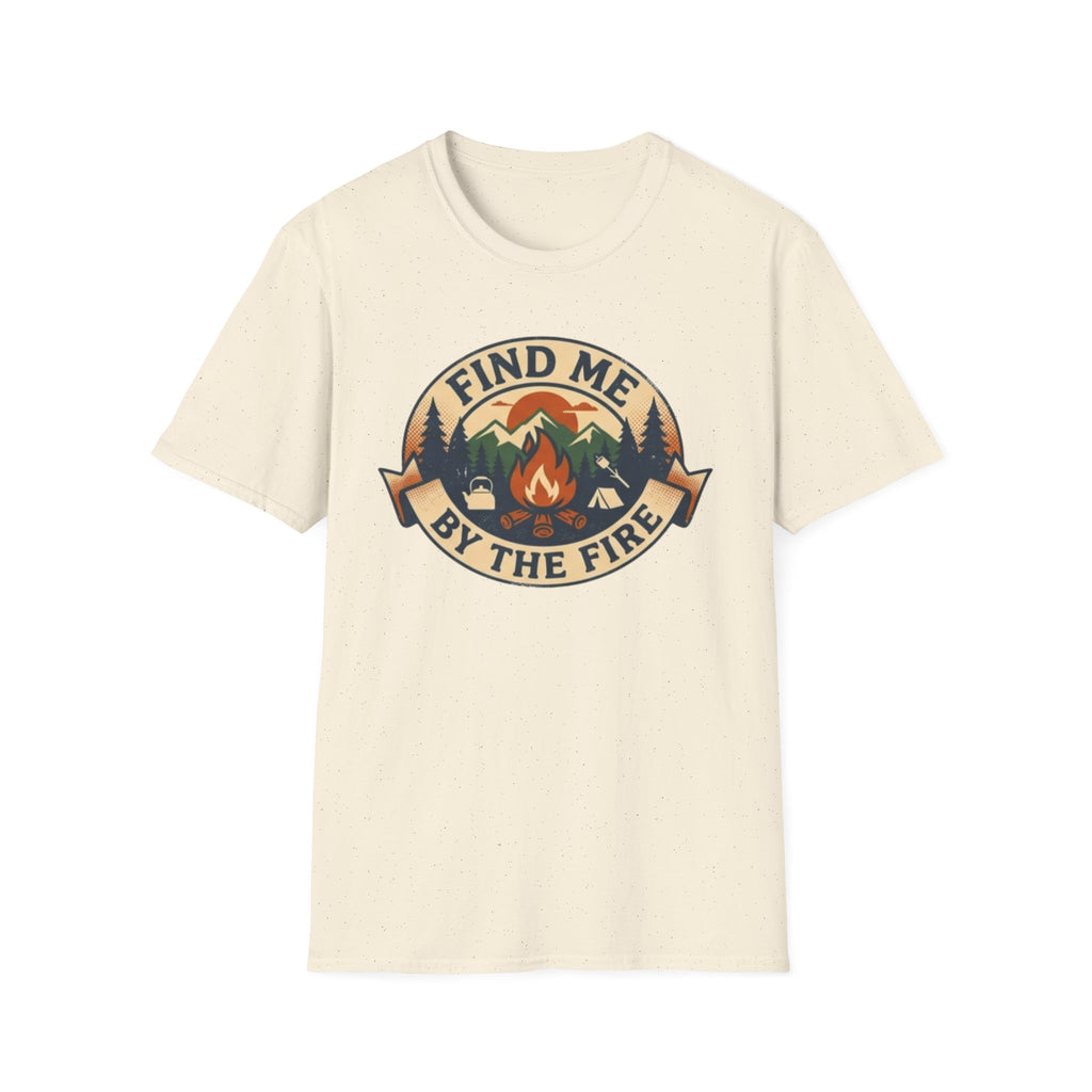 Find Me by the Fire T-Shirt | Campfire Mountains Camping Tee