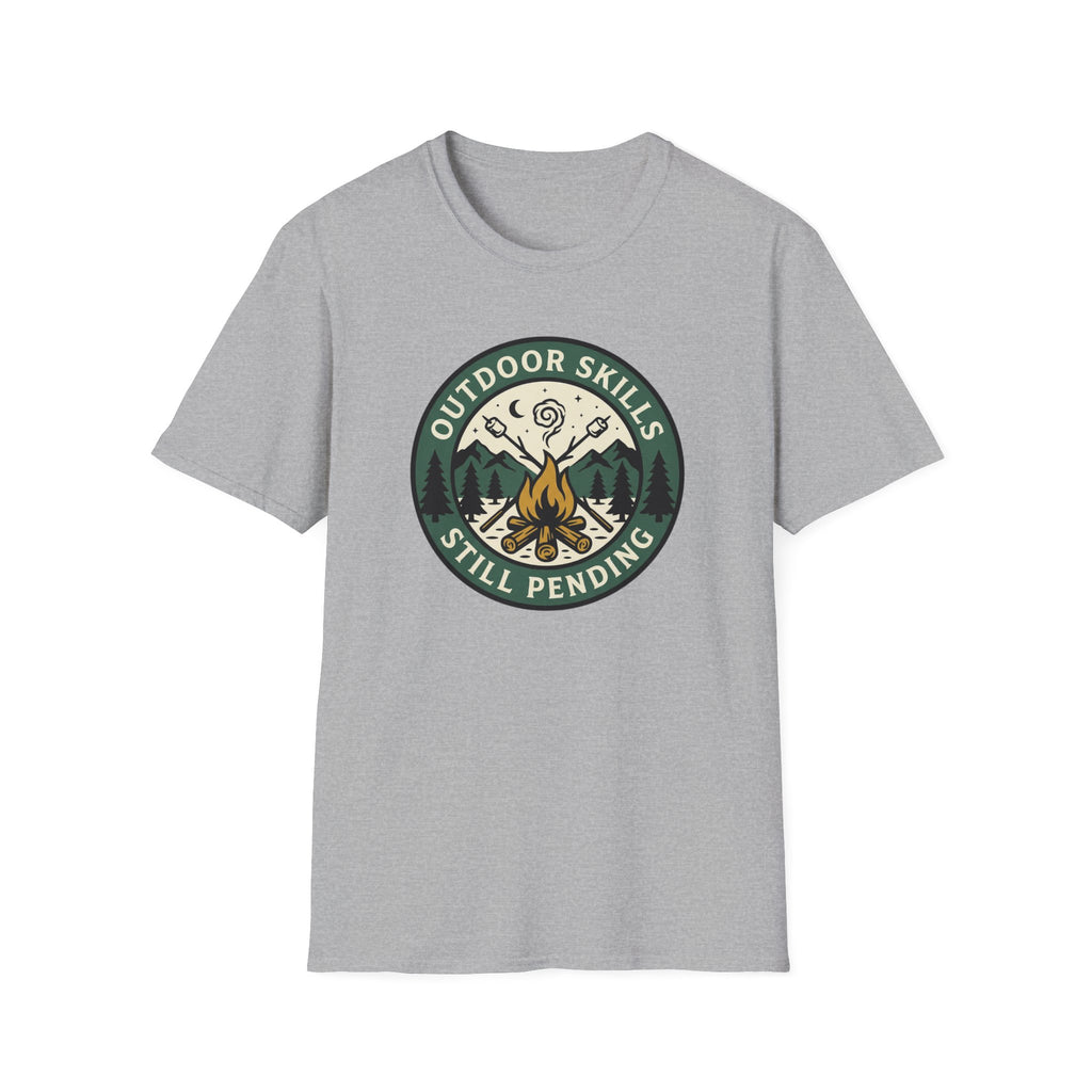 Outdoor Skills Still Pending T-Shirt | Camping Campfire Graphic Shirt