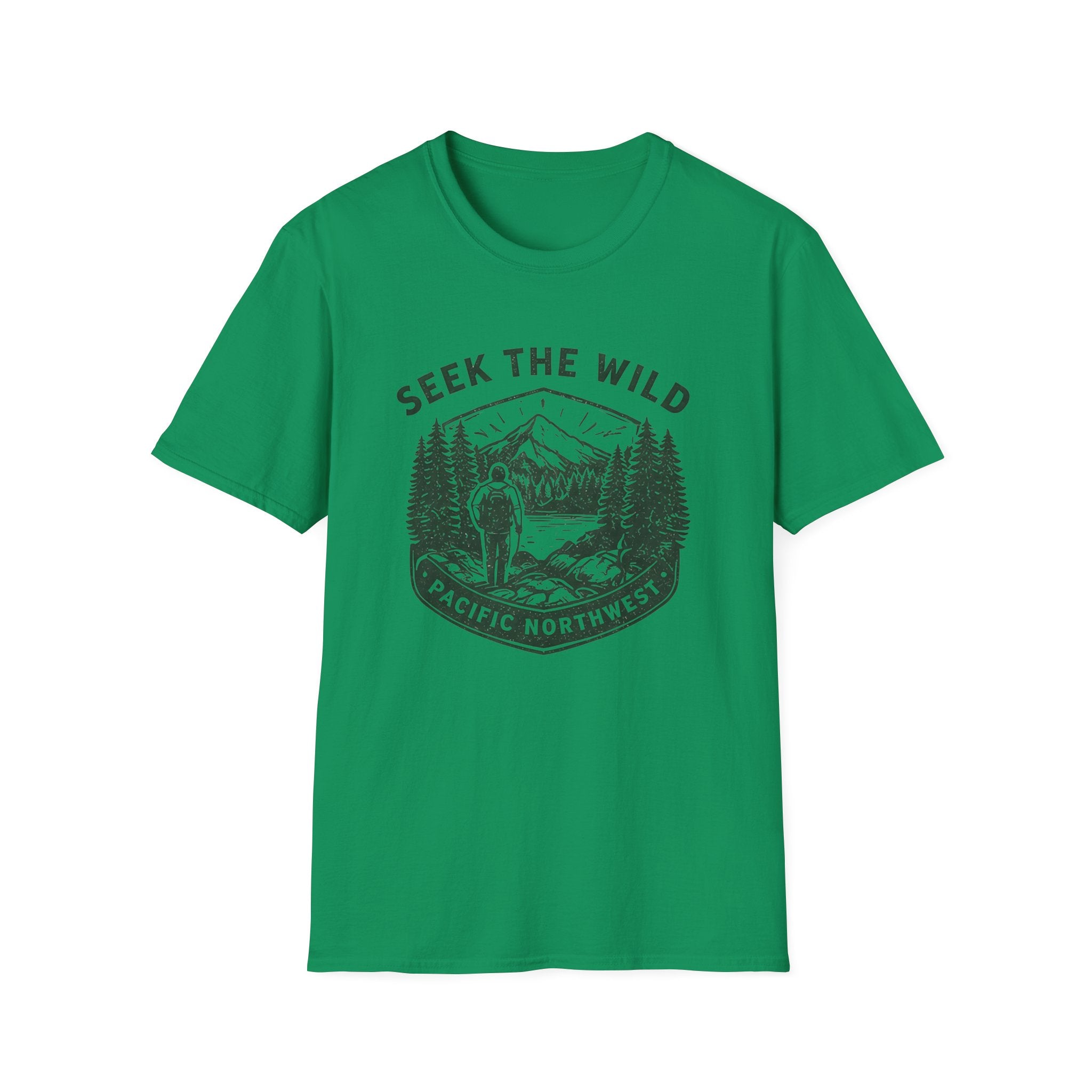 Seek the Wild hiker mountain graphic T-Shirt | Pacific Northwest outdoor design