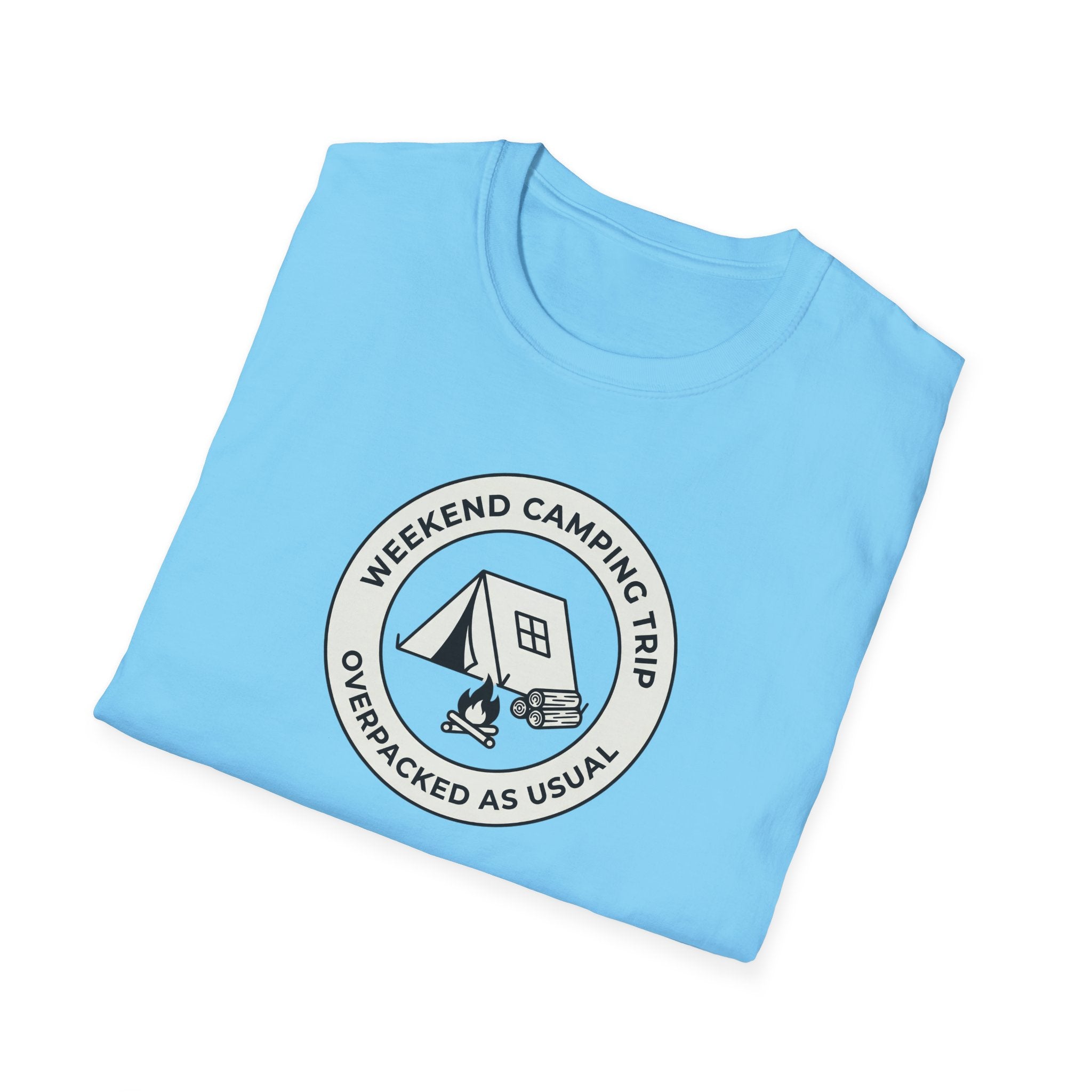 Weekend Camping Trip Overpacked As Usual T-Shirt | Camping Badge Tee