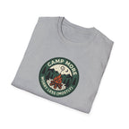 Camp More Campfire Badge T-Shirt | Outdoor Camping Graphic