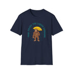 PNW Enjoy the Liquid Sunshine Bigfoot T-Shirt | Rain Umbrella Illustration