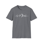 Mountain Heartbeat T-Shirt — Minimalist Mountain ECG Tee for Hikers & Outdoor Lovers