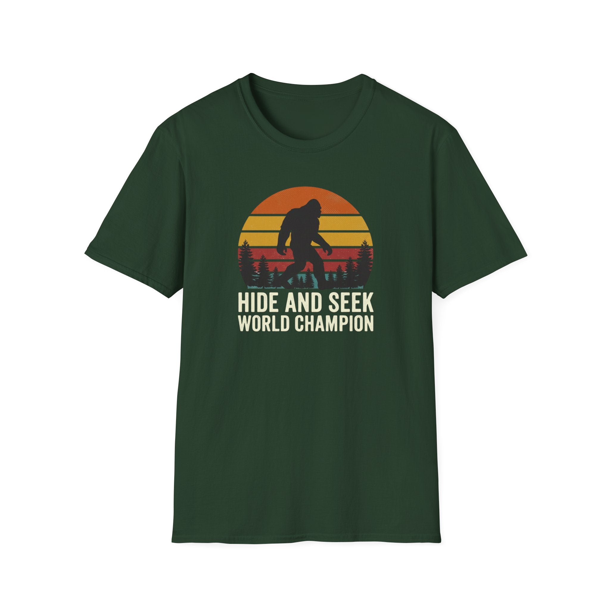 Bigfoot Silhouette Sunset T-Shirt | Retro Sasquatch Design