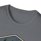 Camping Badge tent and campfire graphic T-Shirt | outdoors hiking adventure emblem