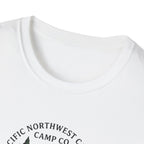 Campwood Trees Tent Graphic T-Shirt | Mountain Camping Logo, EST 1987