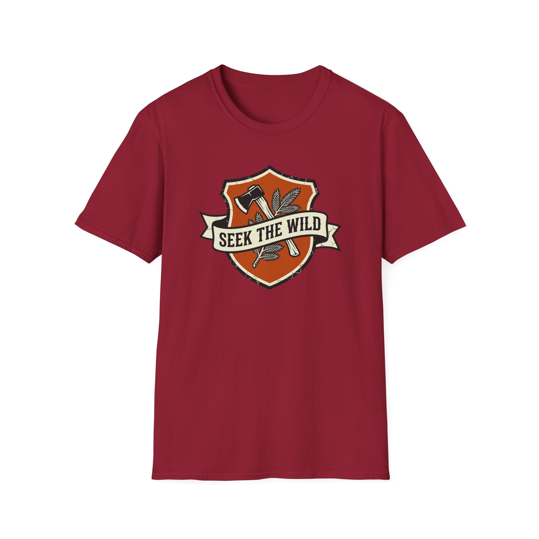 Seek The Wild emblem T-shirt | outdoor adventure badge design