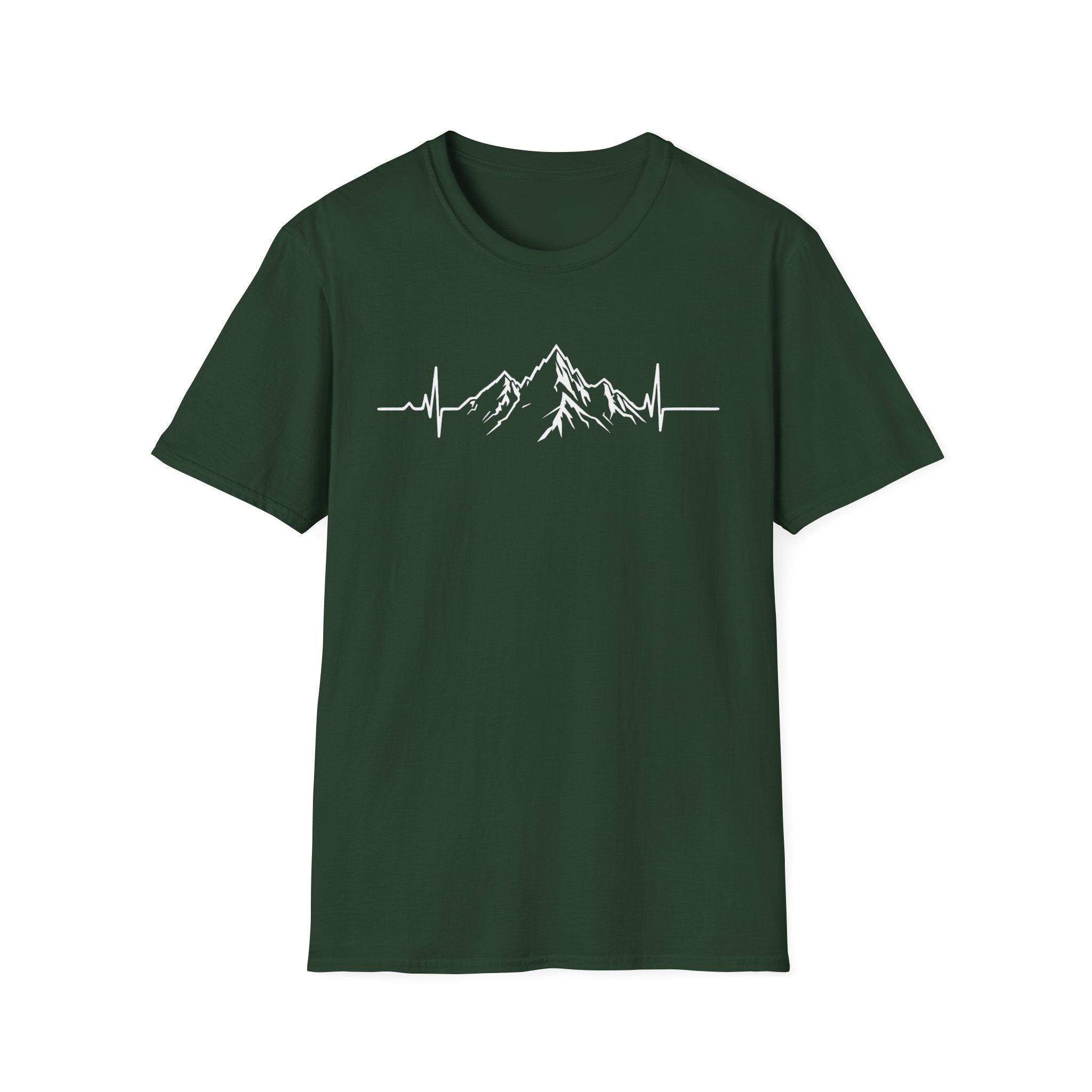 Mountain Heartbeat T-Shirt — Minimalist Mountain ECG Tee for Hikers & Outdoor Lovers