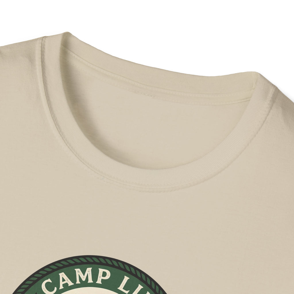 Camp Life Tent and Trees T-Shirt | Retro Outdoors Camper Badge