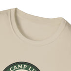Camp Life Tent and Trees T-Shirt | Retro Outdoors Camper Badge