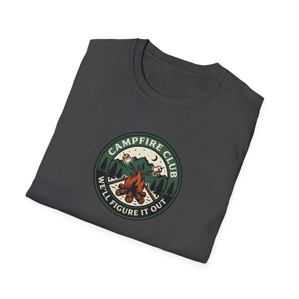 Campfire Club Patch design T-Shirt | Mountain Camping Logo Tee