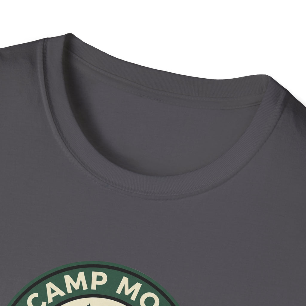 Camp More Campfire Badge T-Shirt | Outdoor Camping Graphic