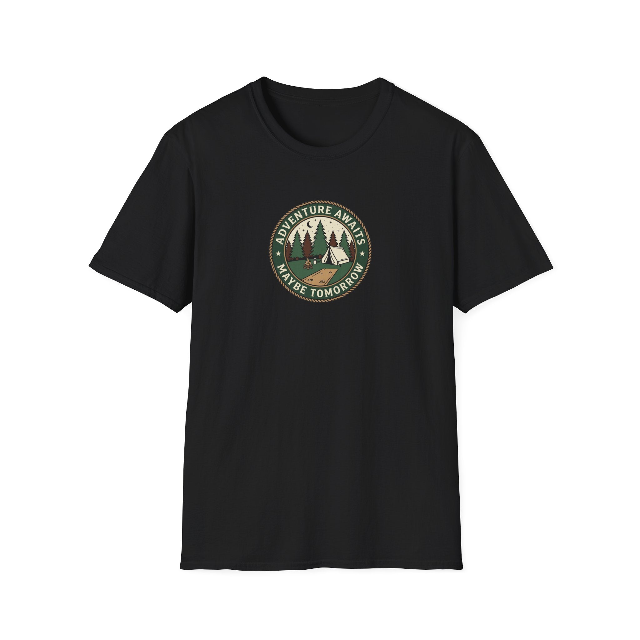 Adventure Awaits Maybe Tomorrow T-Shirt | Camping Patch Graphic