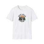 Stay Wild PNW T-Shirt | Mountain Sunset, Pine Trees, River Road