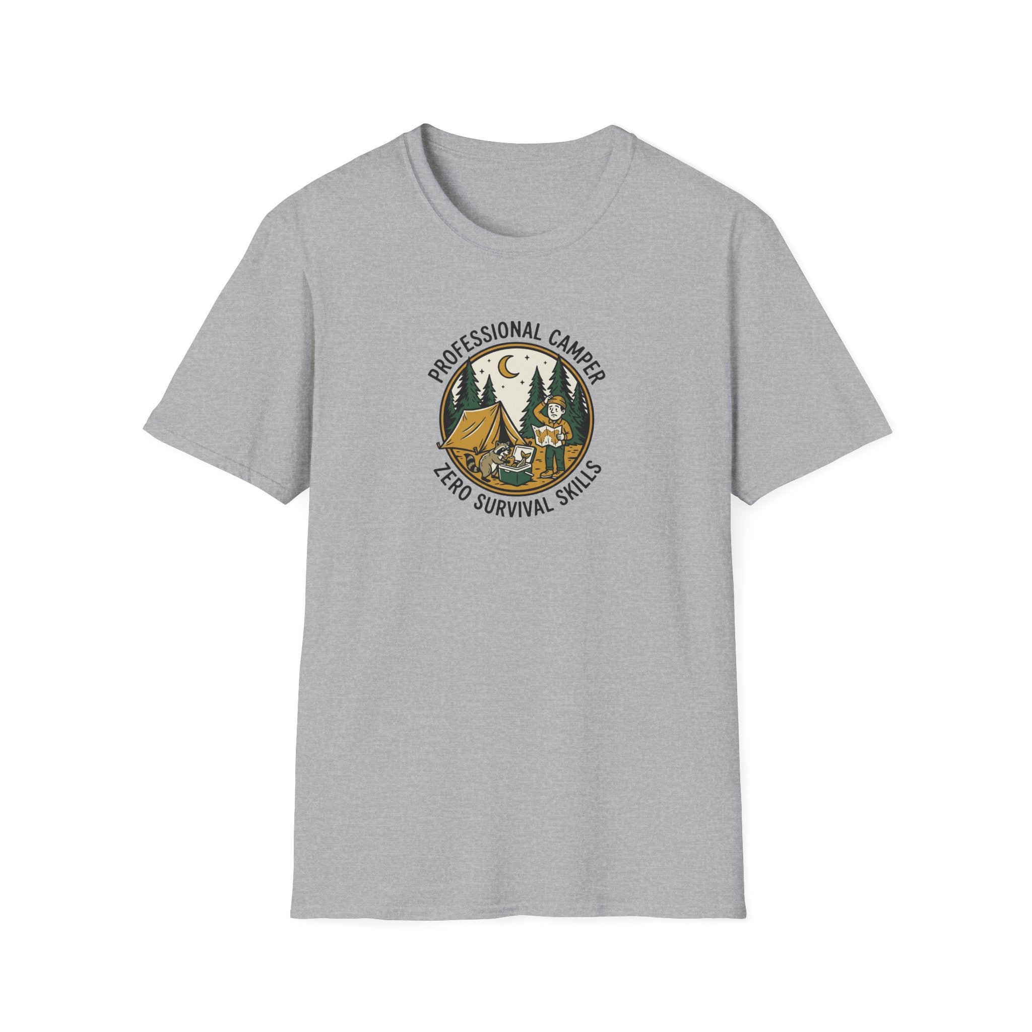 Professional Camper Zero Survival Skills T-Shirt | Camping Graphic Tee