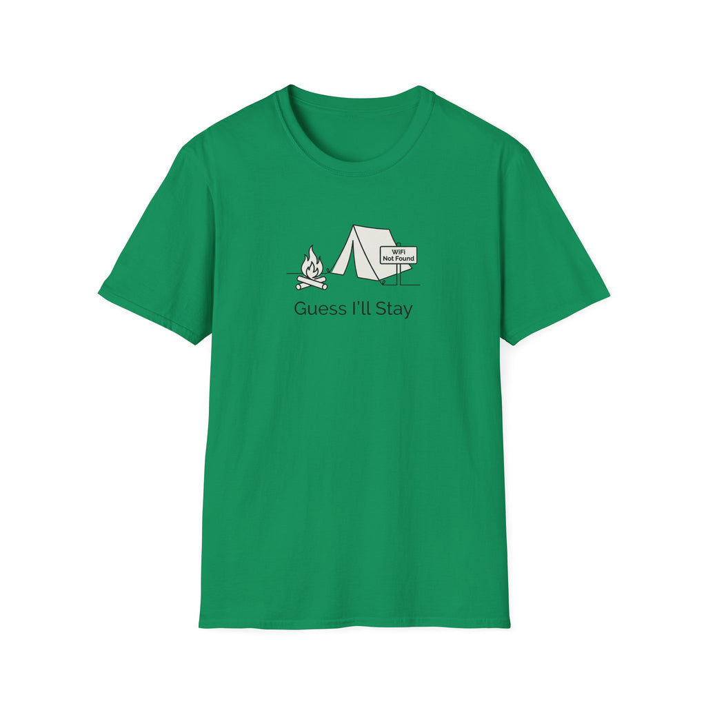 Guess Ill Stay camping tee | Tent and campfire graphic T-Shirt