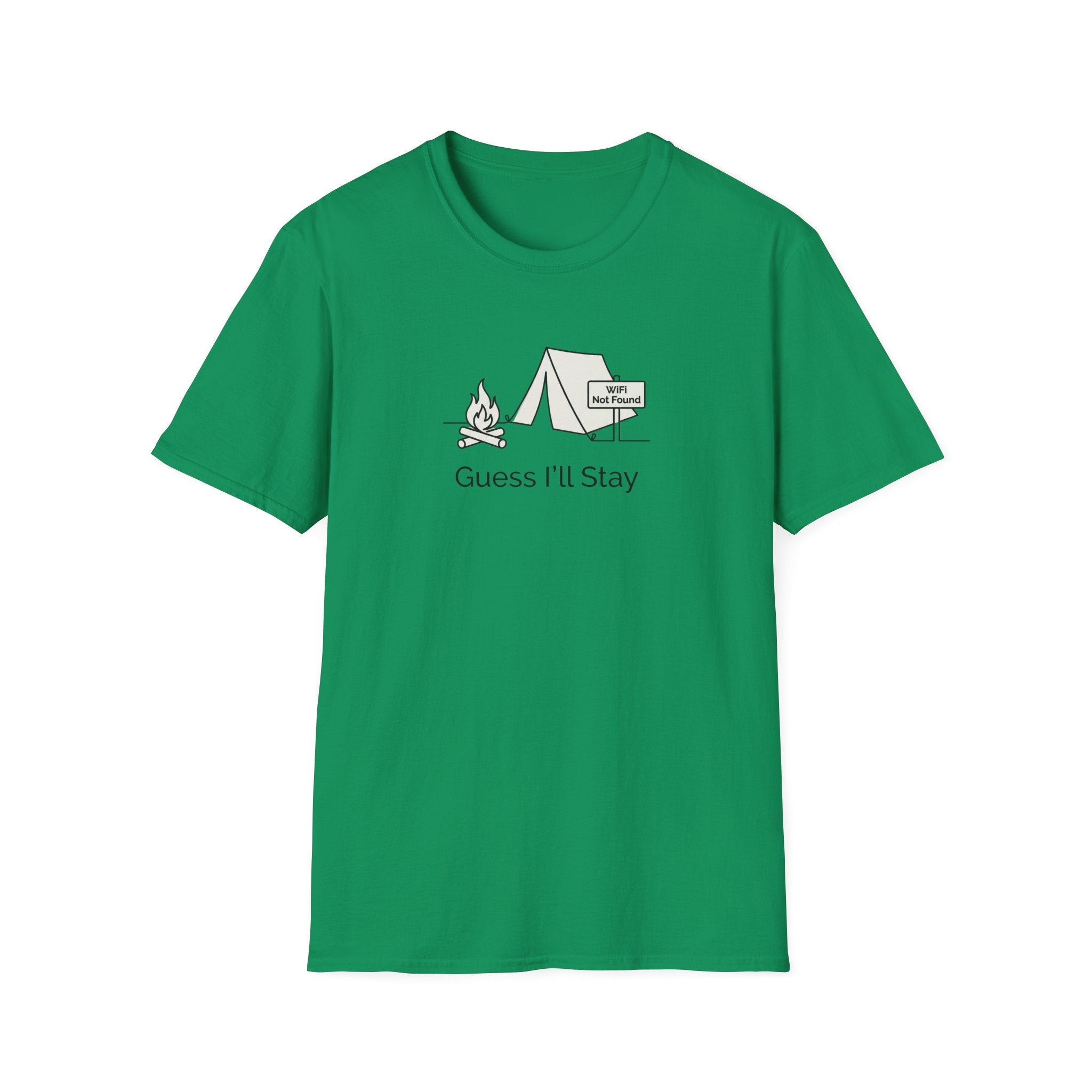 Guess Ill Stay camping tee | Tent and campfire graphic T-Shirt