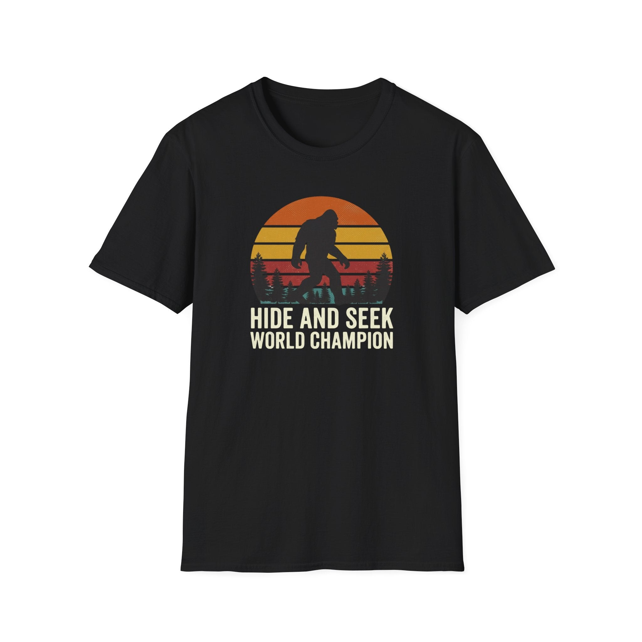 Bigfoot Silhouette Sunset T-Shirt | Retro Sasquatch Design