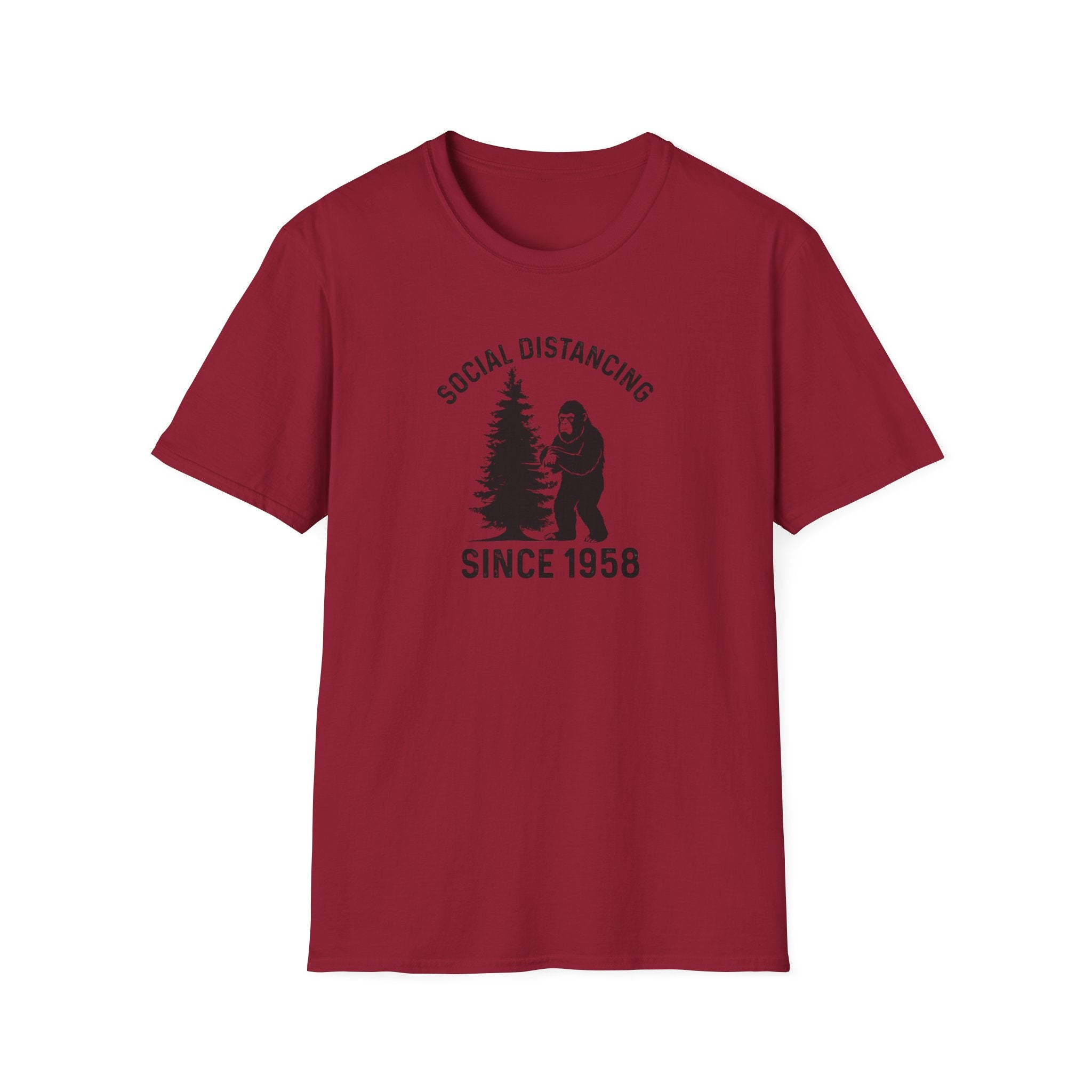 Social Distancing Since 1958 T-Shirt | Bigfoot Sasquatch Graphic