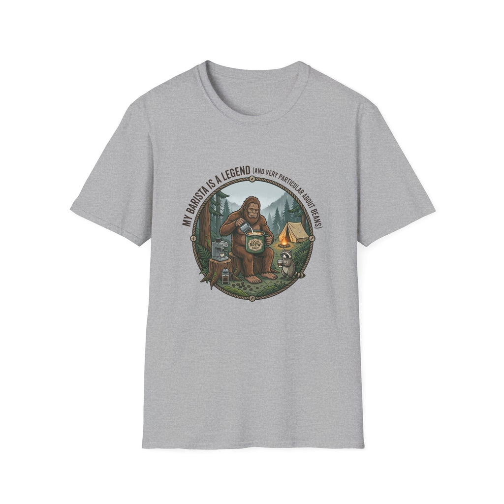 Dad is a Legend Camping T-Shirt | Bear, Campfire, Tent Cabin Illustration