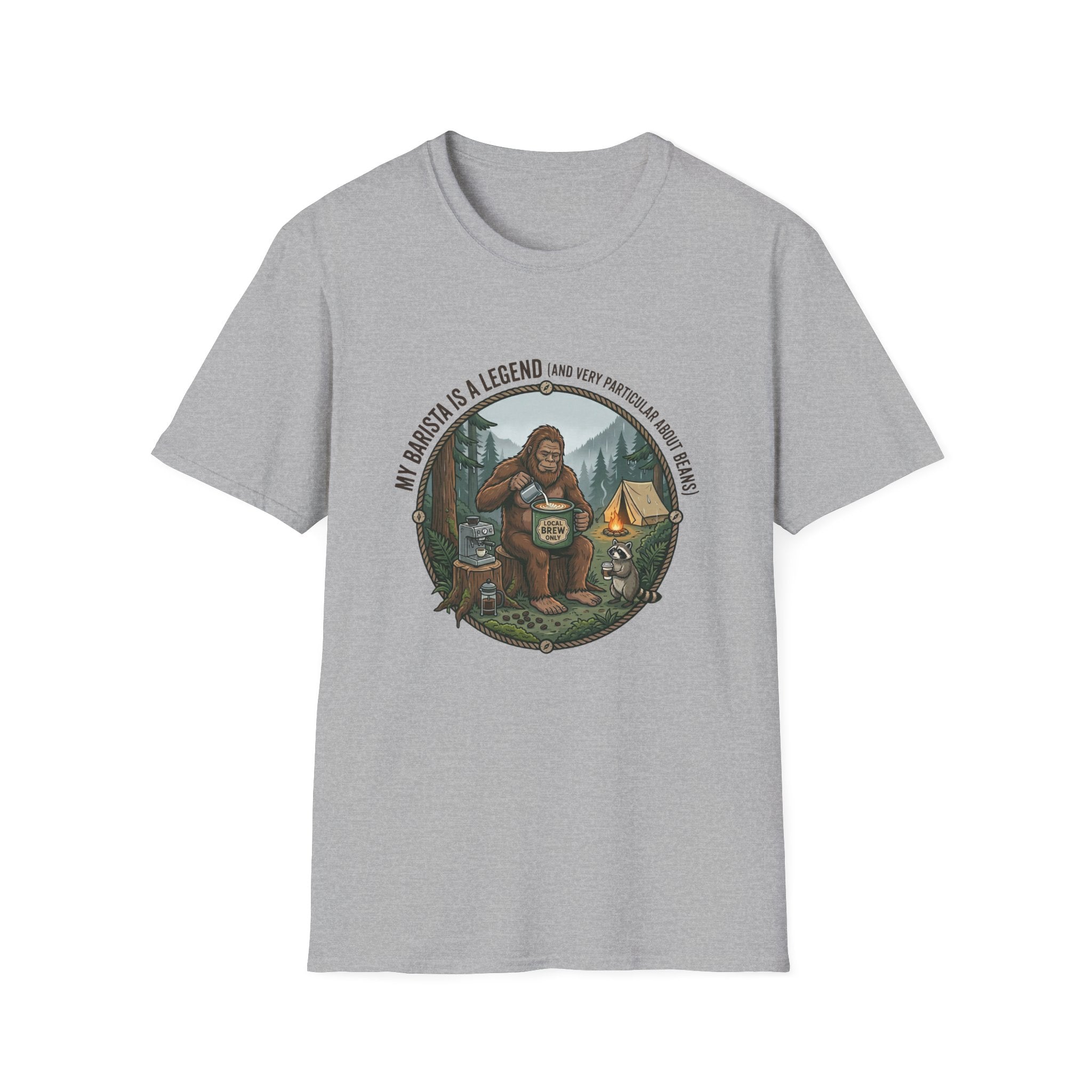 Dad is a Legend Camping T-Shirt | Bear, Campfire, Tent Cabin Illustration