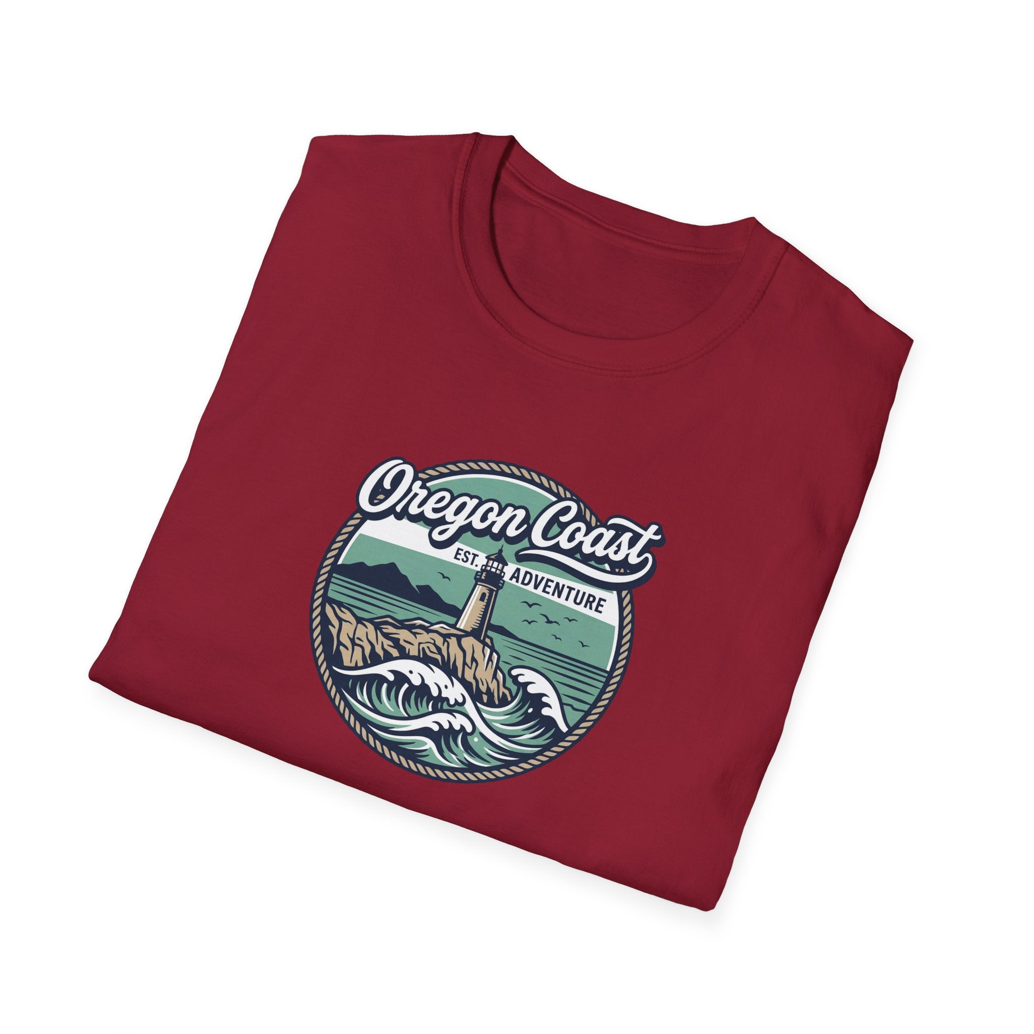 Oregon Coast Lighthouse Waves T-Shirt | Coastal Sunset Badge