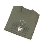 Coffee Cup in Pines T-Shirt | mountain camp mug, minimalist outdoors design