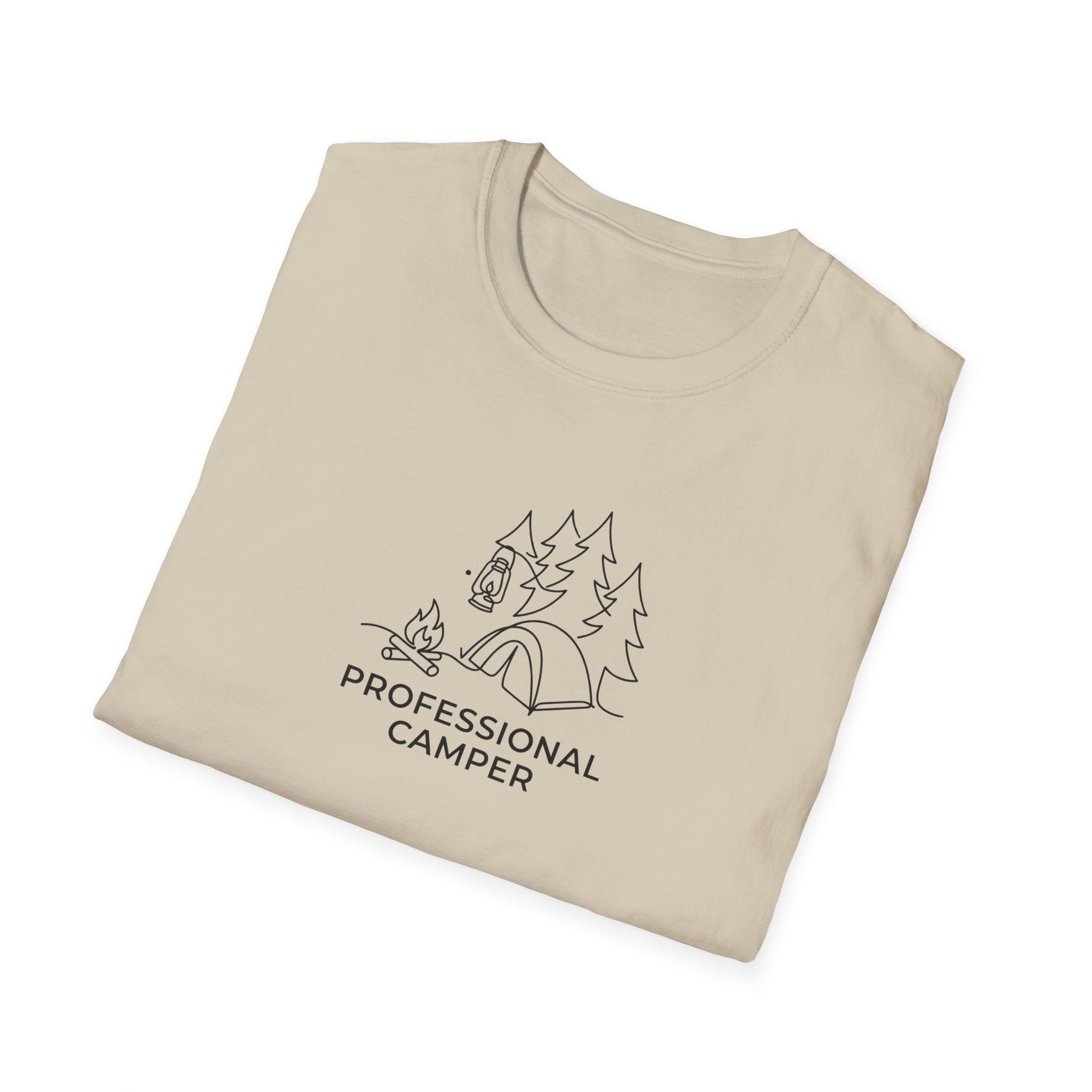 Professional Camper T-Shirt | Minimal Line Art Camping Design