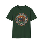 Stayed for the Coffee mountain camping badge T-Shirt | coffee hiking logo